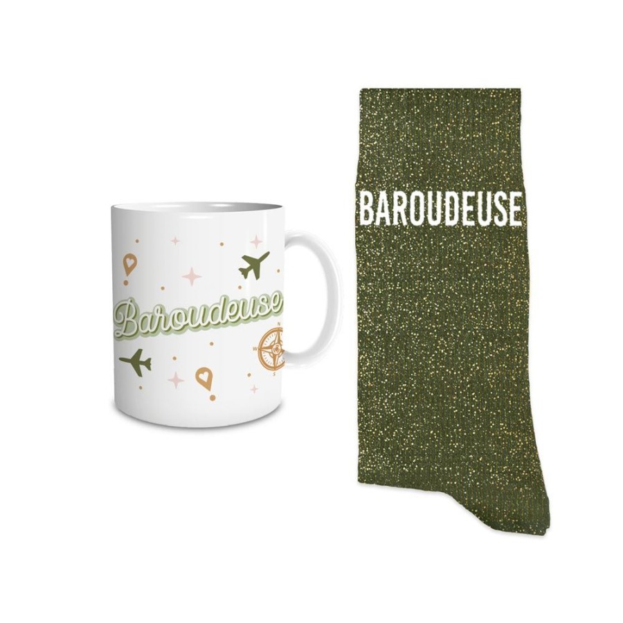 COFFRET MUG/CHAUSSETTES PAILLETTES BAROUDEUSE