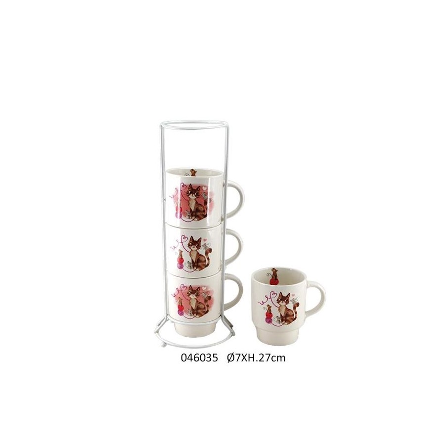 SET DE 4 MUGS S/COLONNE 'TRICOTI' 