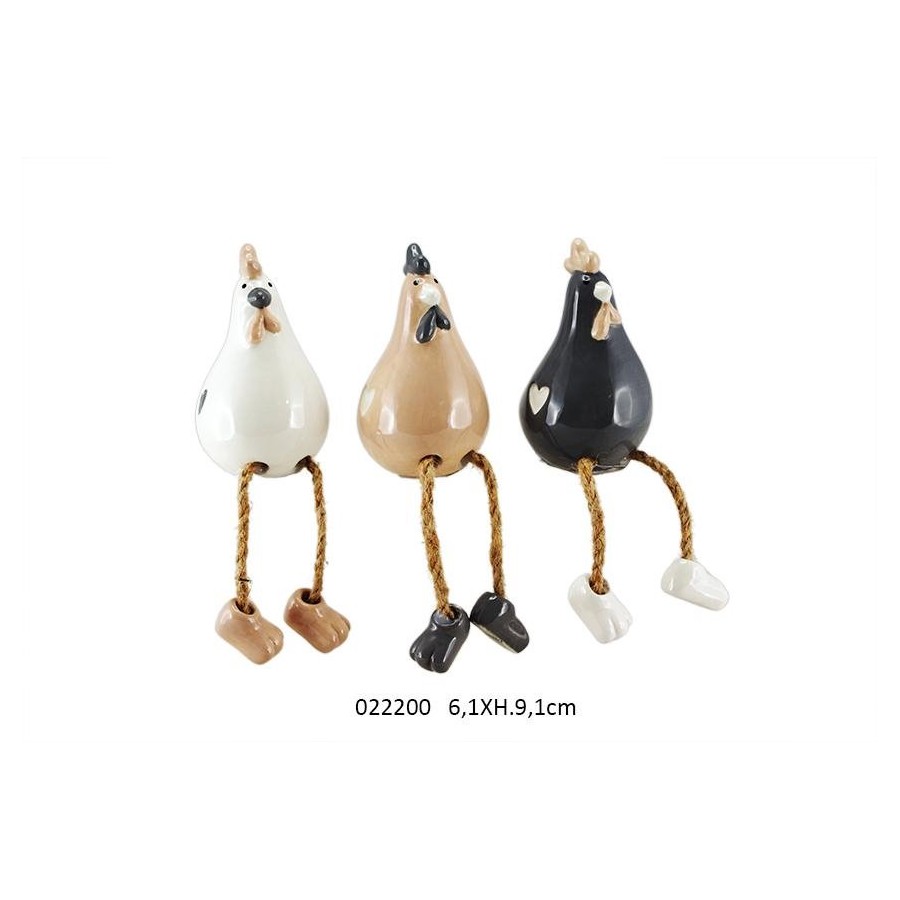 POULE BORD D'ETAGERE COEUR 'SHABBY' PM 