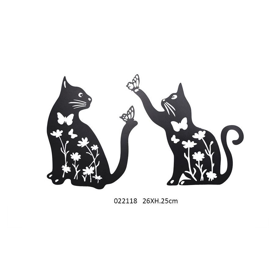 PLAQUE DECO CHAT + PAPILLON 