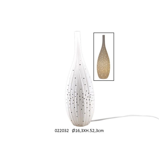 LAMPE PORCELAINE ALLONGEE STRIEE GM 