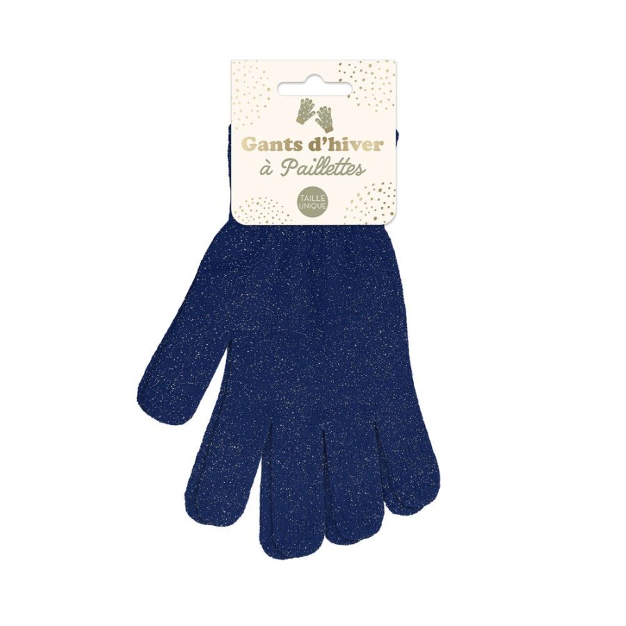 GANTS HIVER A PAILLETTES MARINE