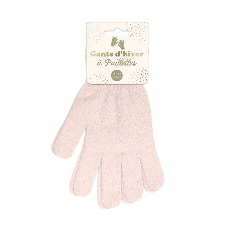 GANTS HIVER A PAILLETTES ROSE