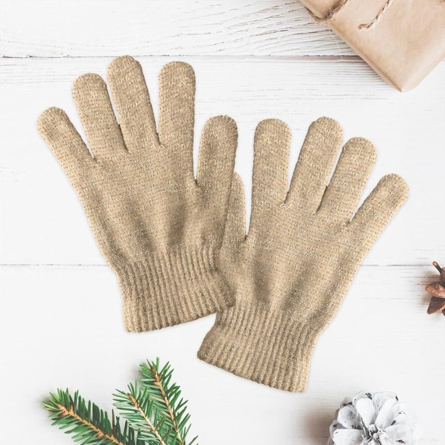 GANTS HIVER A PAILLETTES BEIGE