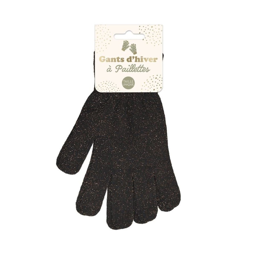 GANTS HIVER A PAILLETTES NOIR