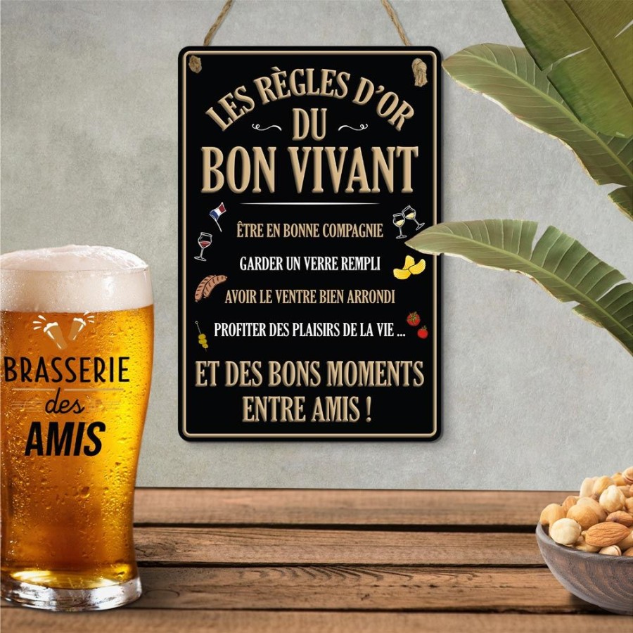 PLAQUE METAL REGLES D OR BONS VIVANTS