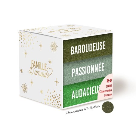 COFFRET TRIO CHAUSSETTES PAILLETTES BAROUDEUSE