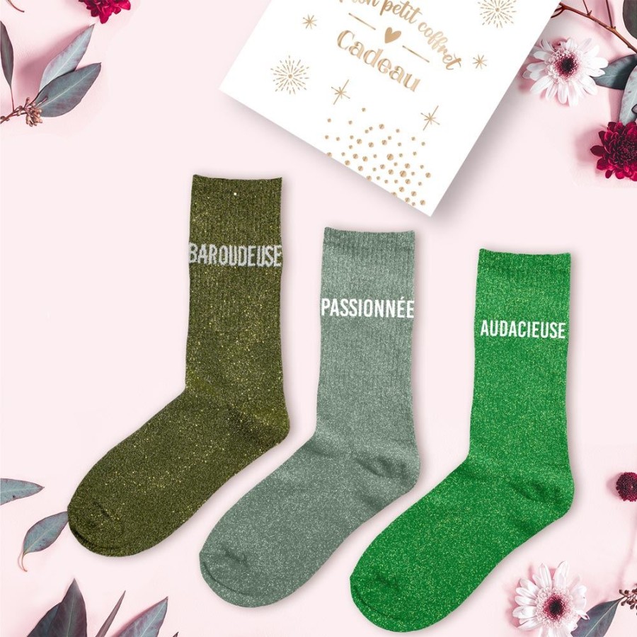 COFFRET TRIO CHAUSSETTES PAILLETTES BAROUDEUSE