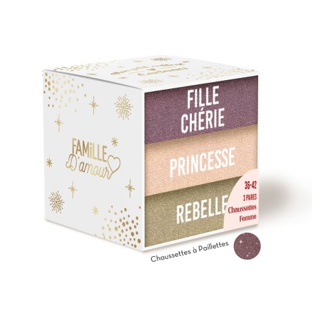 COFFRET TRIO CHAUSSETTES PAILLETTES FILLE CHERIE