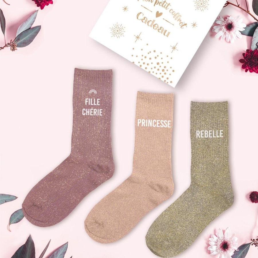 COFFRET TRIO CHAUSSETTES PAILLETTES FILLE CHERIE
