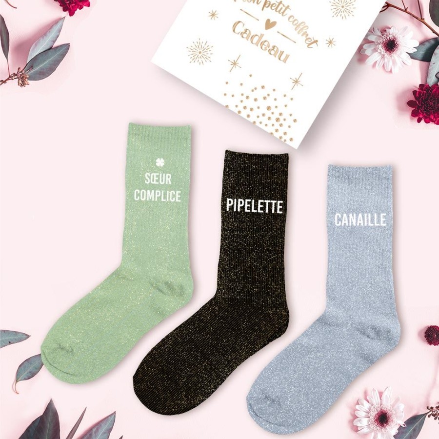 COFFRET TRIO CHAUSSETTES PAILLETTES SOEUR COMPLICE
