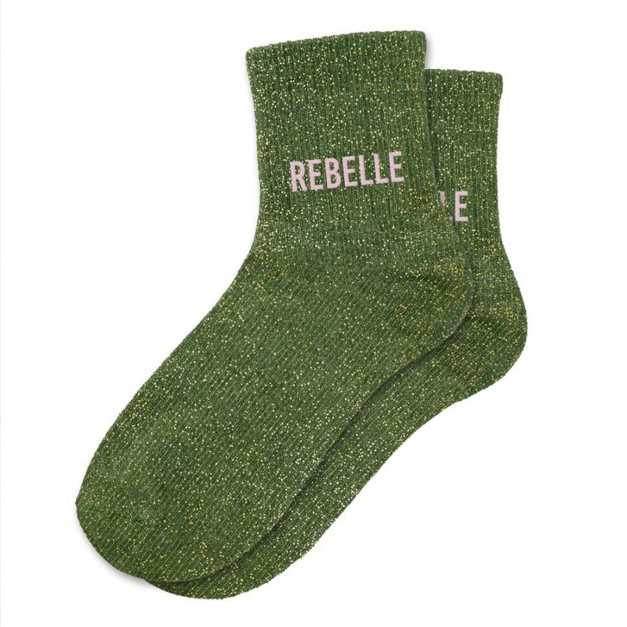CHAUSSETTES PAILLETTES REBELLE KAKI
