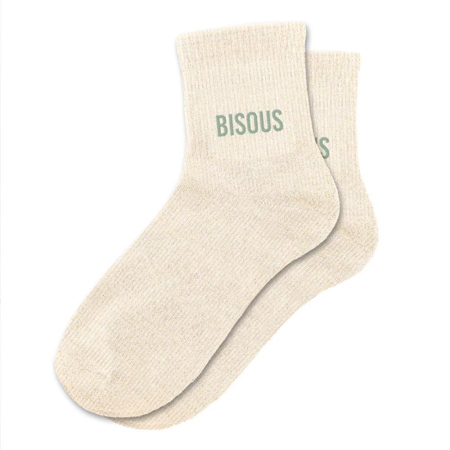 CHAUSSETTES PAILLETTES BISOUS BEIGE
