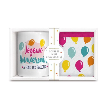 COFFRET MUG CHAUSSETTES ANNIVERSAIRE FEMME