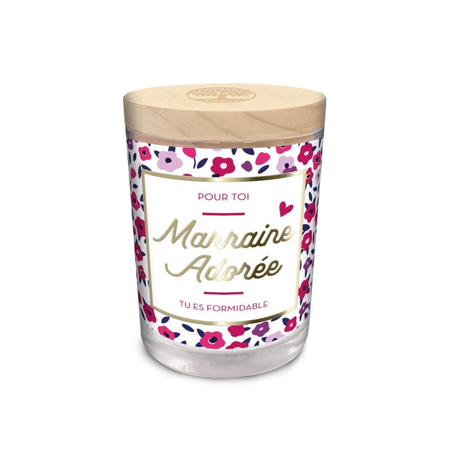 BOUGIE VERRE " MARRAINE ADOREE"