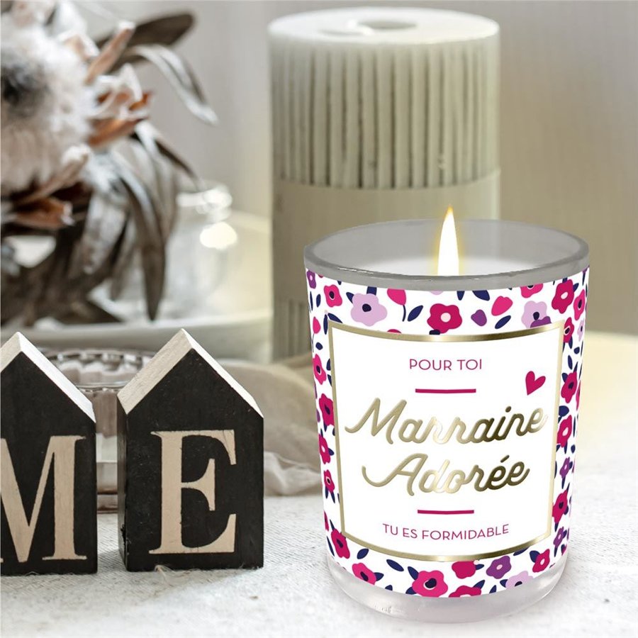 BOUGIE VERRE " MARRAINE ADOREE"