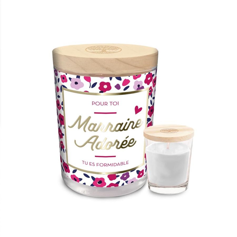 BOUGIE VERRE " MARRAINE ADOREE"