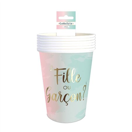 PACK 6 GOBELETS GENDER REVEAL