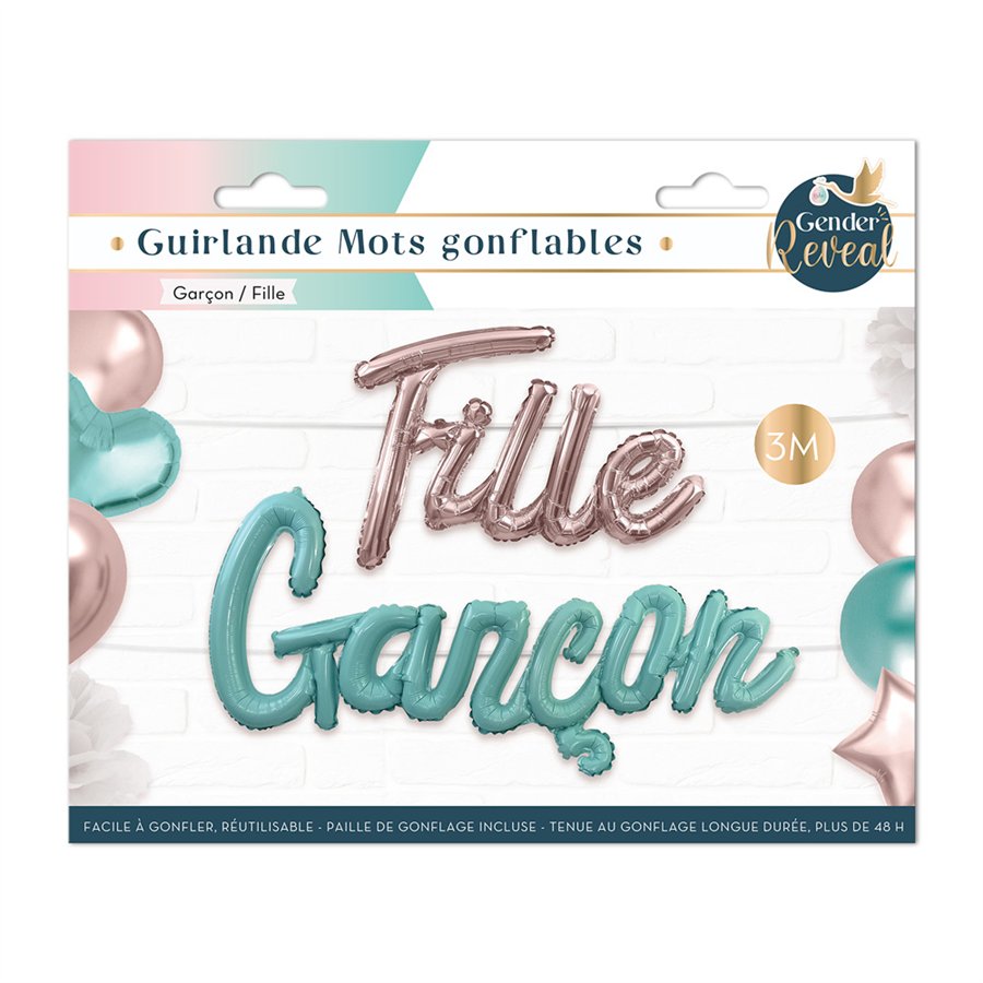 GUIRLANDE MOTS GONFLABLES GENDER REVEAL