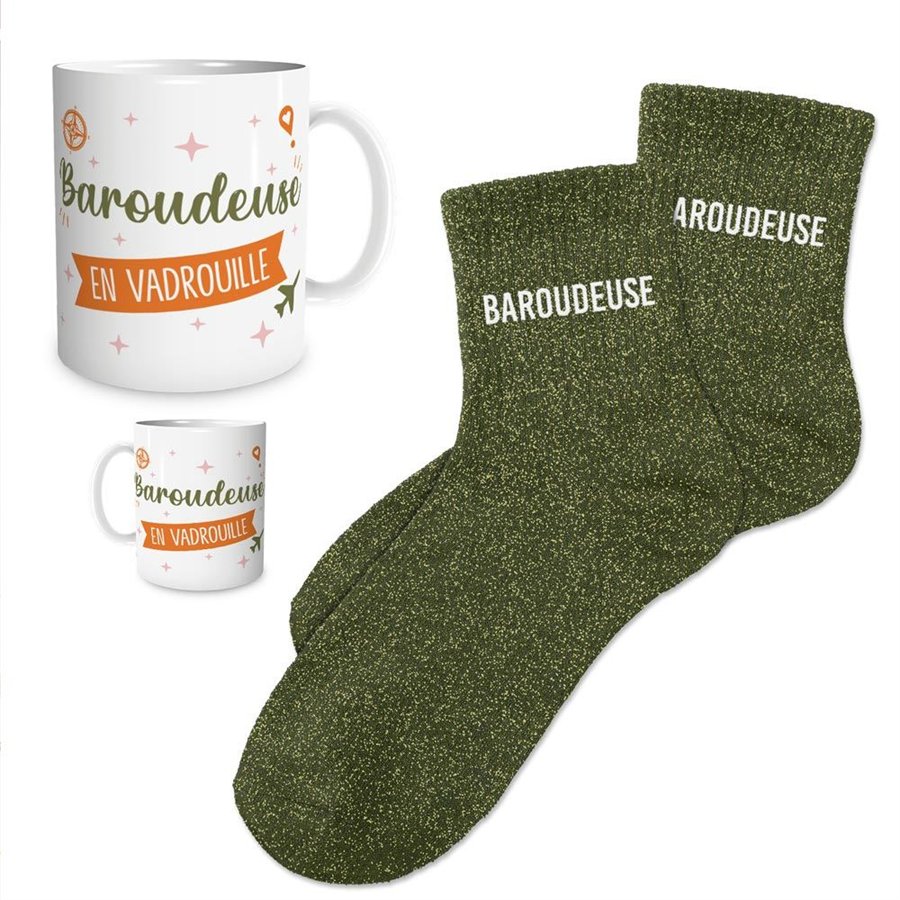 COFFRET MUG CHAUSSETTES PAILLETTES BAROUDEUSE
