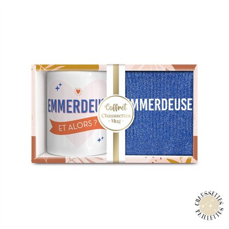 COFFRET MUG CHAUSSETTES PAILLETTES EMMERDEUSE