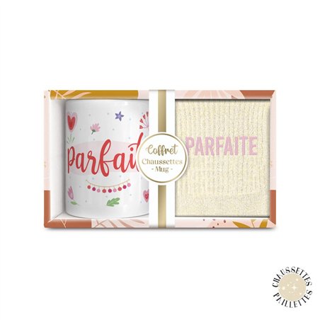 COFFRET MUG CHAUSSETTES PAILLETTES PARFAITE 