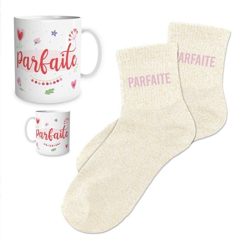 COFFRET MUG CHAUSSETTES PAILLETTES PARFAITE 