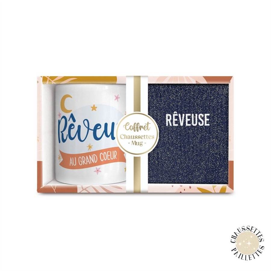 COFFRET MUG CHAUSSETTES PAILLETTES REVEUSE