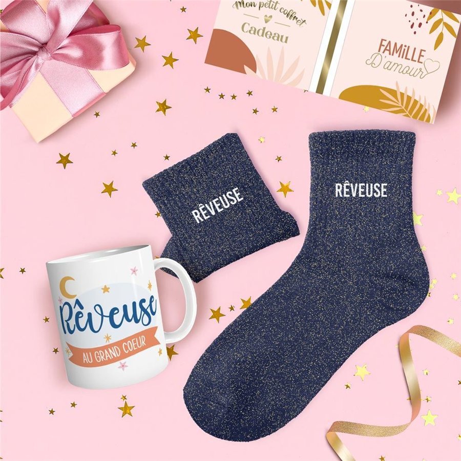 COFFRET MUG CHAUSSETTES PAILLETTES REVEUSE