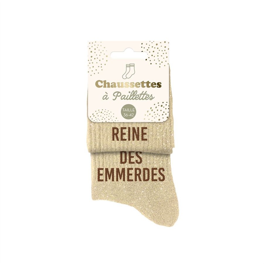 CHAUSSETTES PAILLETTES DUO REINE DES EMMERDES 
