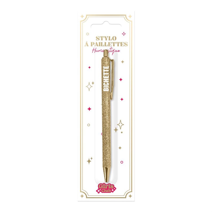 STYLO A PAILLETTES DORE BICHETTE 