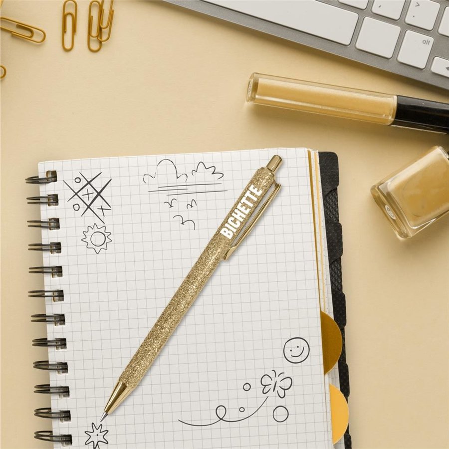 STYLO A PAILLETTES DORE BICHETTE 