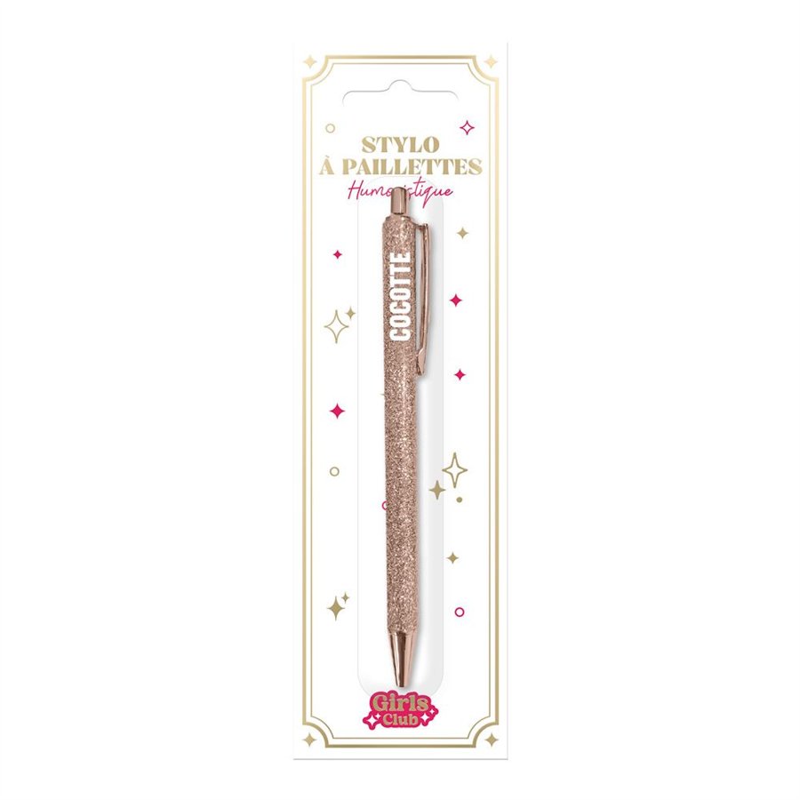 STYLO A PAILLETTES ROSE GOLD COCOTTE