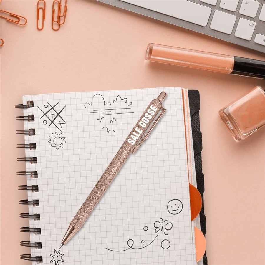 STYLO A PAILLETTES ROSE GOLD SALE GOSSE 