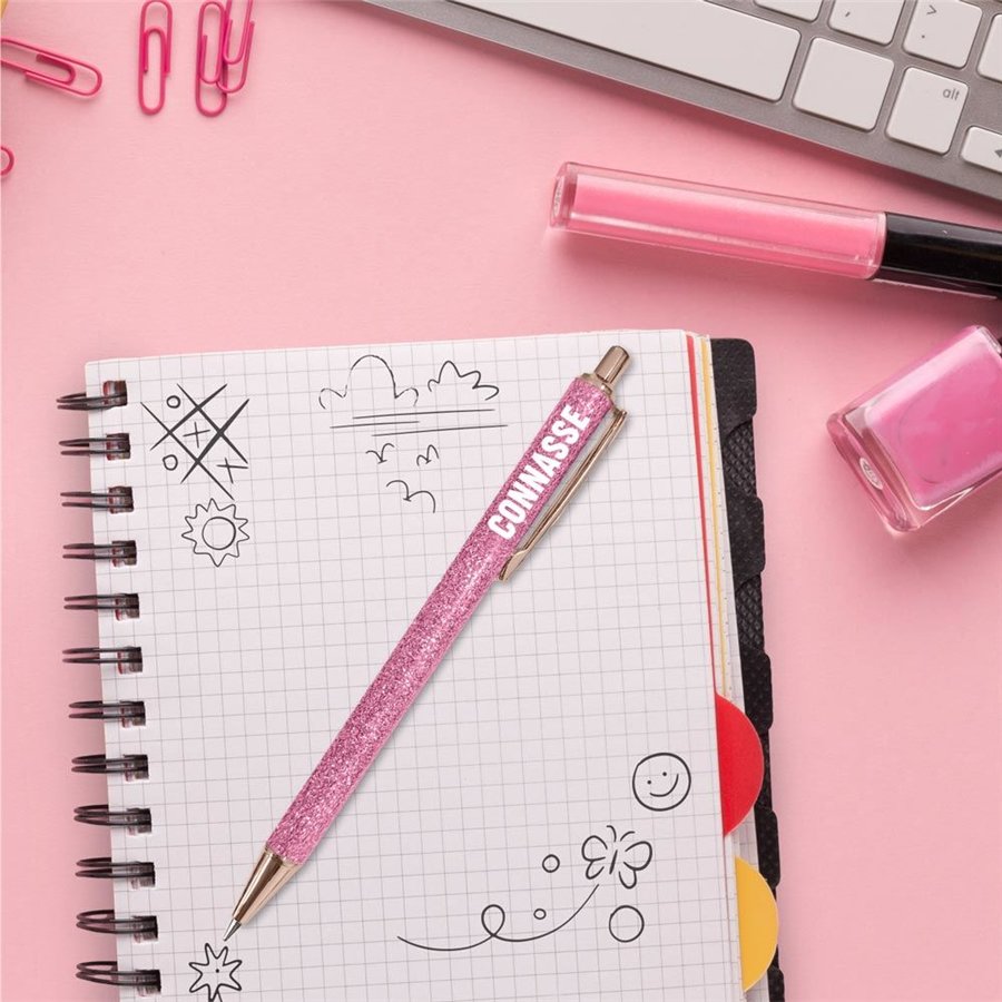 STYLO A PAILLETTES ROSE CONNASSE 