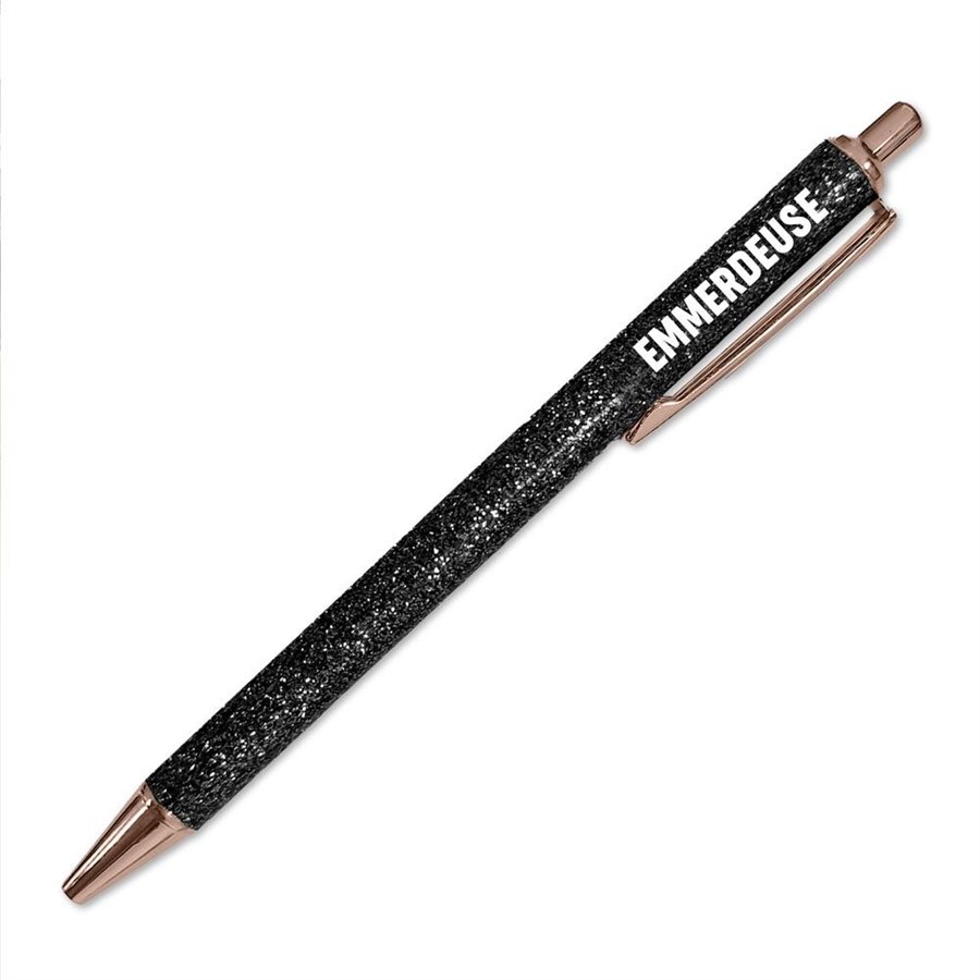 STYLO A PAILLETTES NOIR EMMERDEUSE 