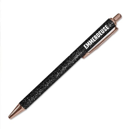 STYLO A PAILLETTES NOIR EMMERDEUSE 