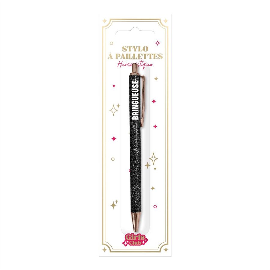 STYLO A PAILLETTES NOIR BRINGUEUSE 
