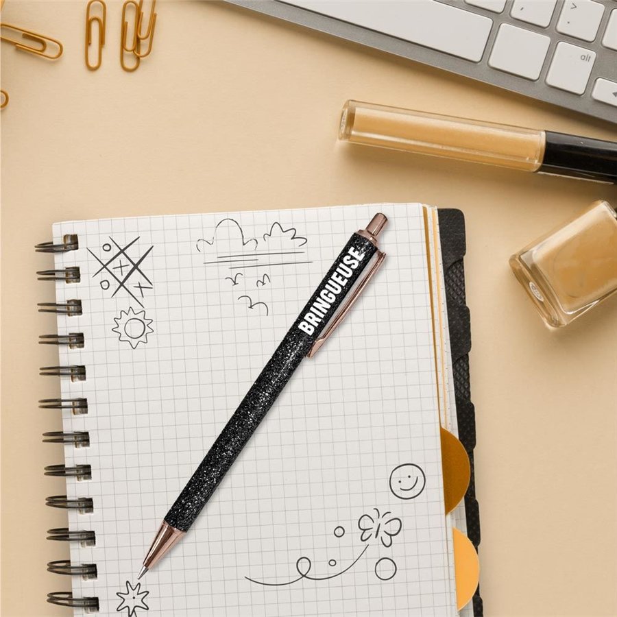 STYLO A PAILLETTES NOIR BRINGUEUSE 