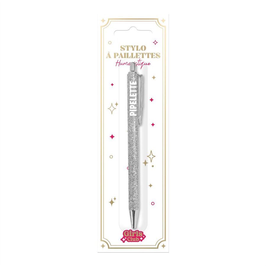 STYLO A PAILLETTES ARGENT PIPELETTE 