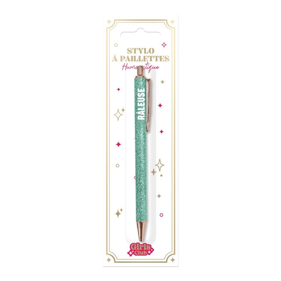 STYLO A PAILLETTES TURQUOISE RALEUSE 