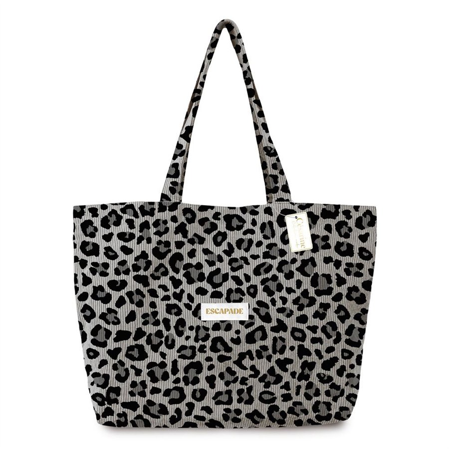 SAC CABAS VELOURS COTELE MOTIFS ESCAPADE