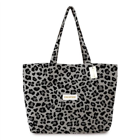 SAC CABAS VELOURS COTELE MOTIFS ESCAPADE