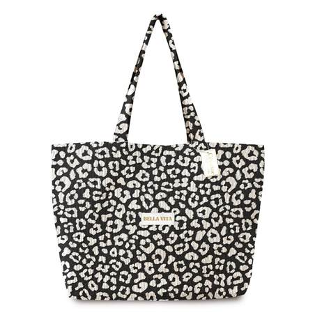 SAC CABAS VELOURS COTELE MOTIFS BELLA VITA