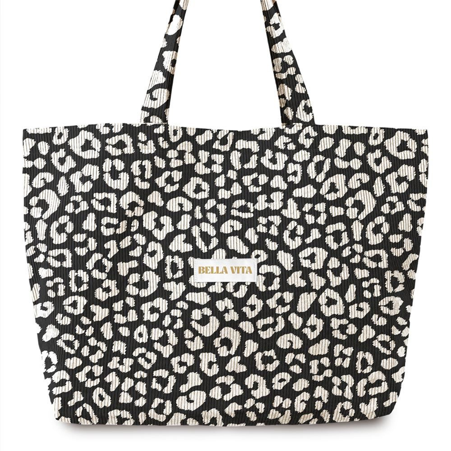 SAC CABAS VELOURS COTELE MOTIFS BELLA VITA