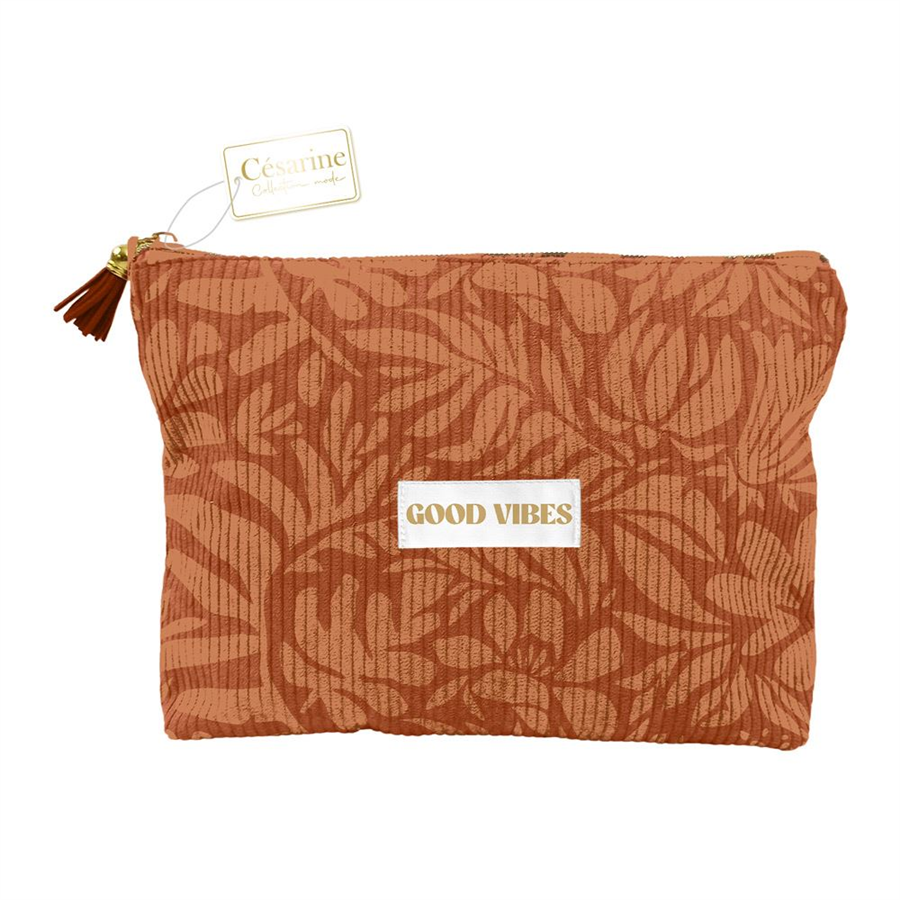 POCHETTE VELOURS COTELE MOTIFS GOOD VIBES