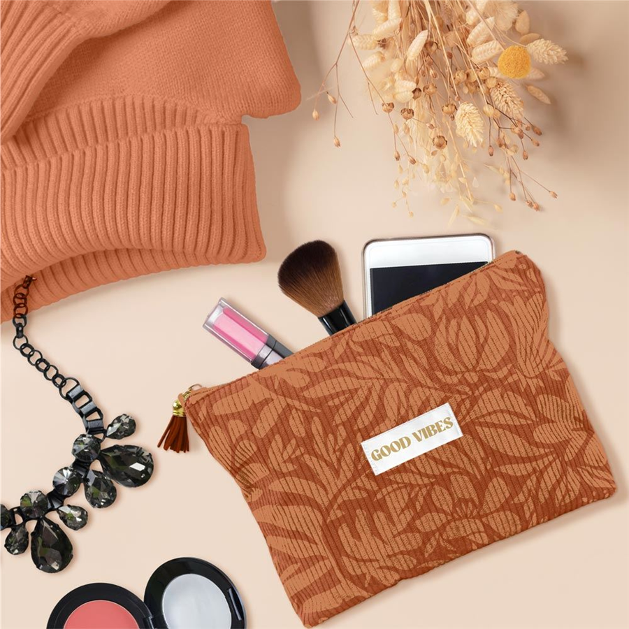 POCHETTE VELOURS COTELE MOTIFS GOOD VIBES