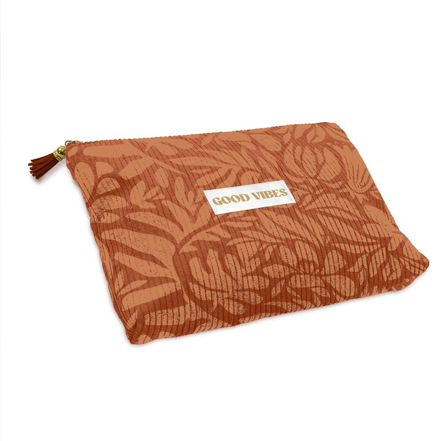 POCHETTE VELOURS COTELE MOTIFS GOOD VIBES