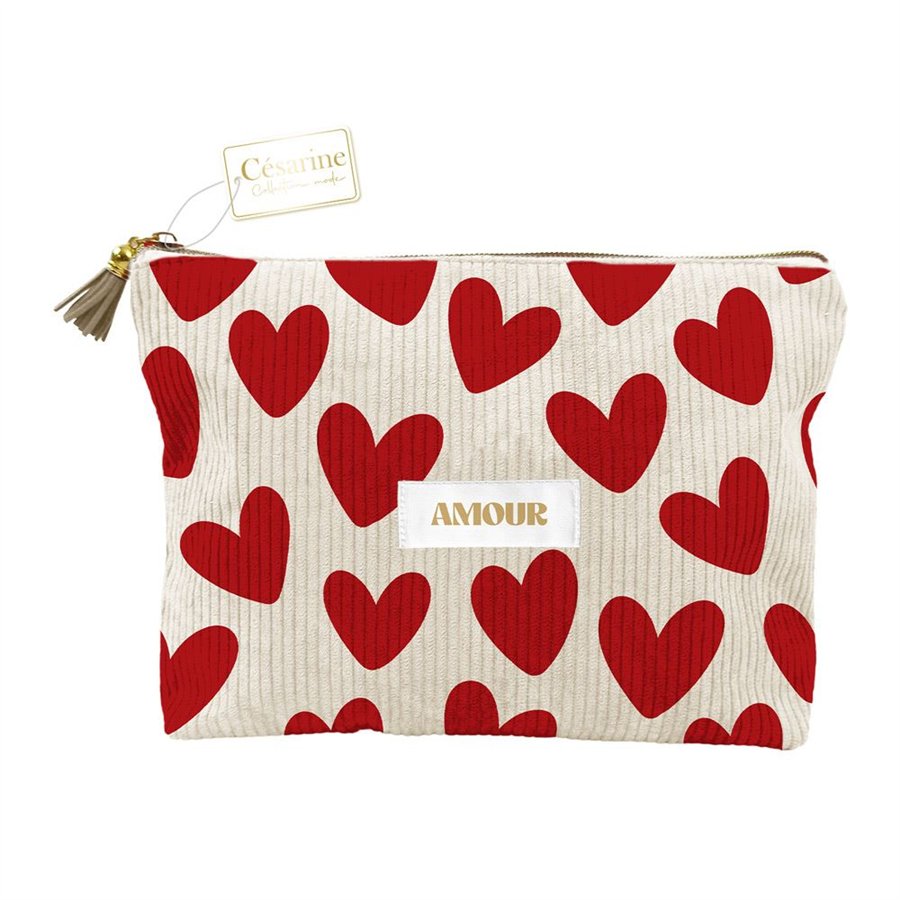 POCHETTE VELOURS COTELE MOTIFS AMOUR