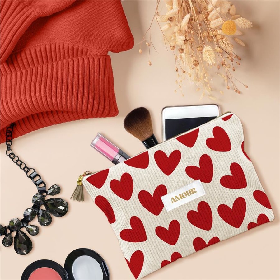 POCHETTE VELOURS COTELE MOTIFS AMOUR